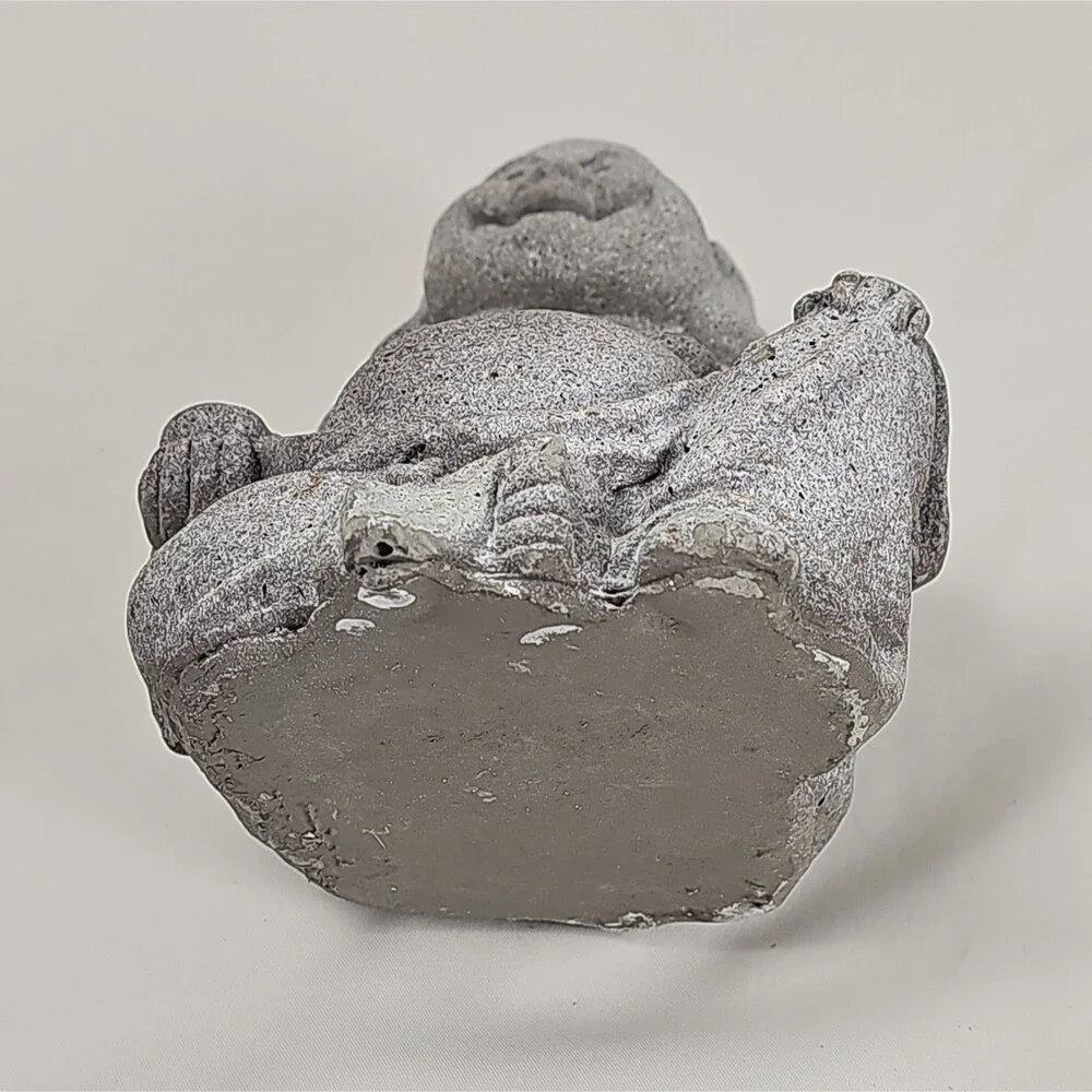 Laughing Buddha Budai Stone Statue Gray Zen Feng Shui Figurine Unbranded